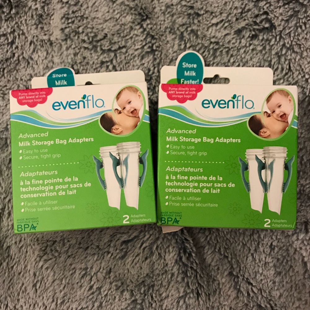 ✨FREE w/$10+ purchase✨NWT, SEALED, 4 Evenflo pump bag adapters.